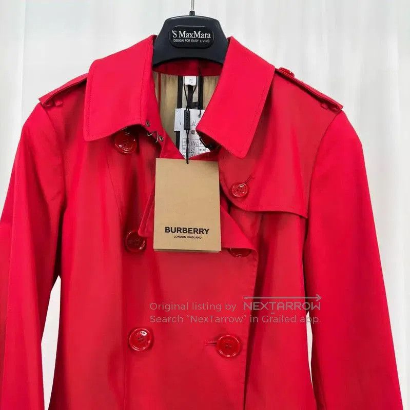 Burberry Burberry Red Cotton Double-Breasted Trench Coat. Size M / US 6-8 / IT 42-44 - 3 Thumbnail