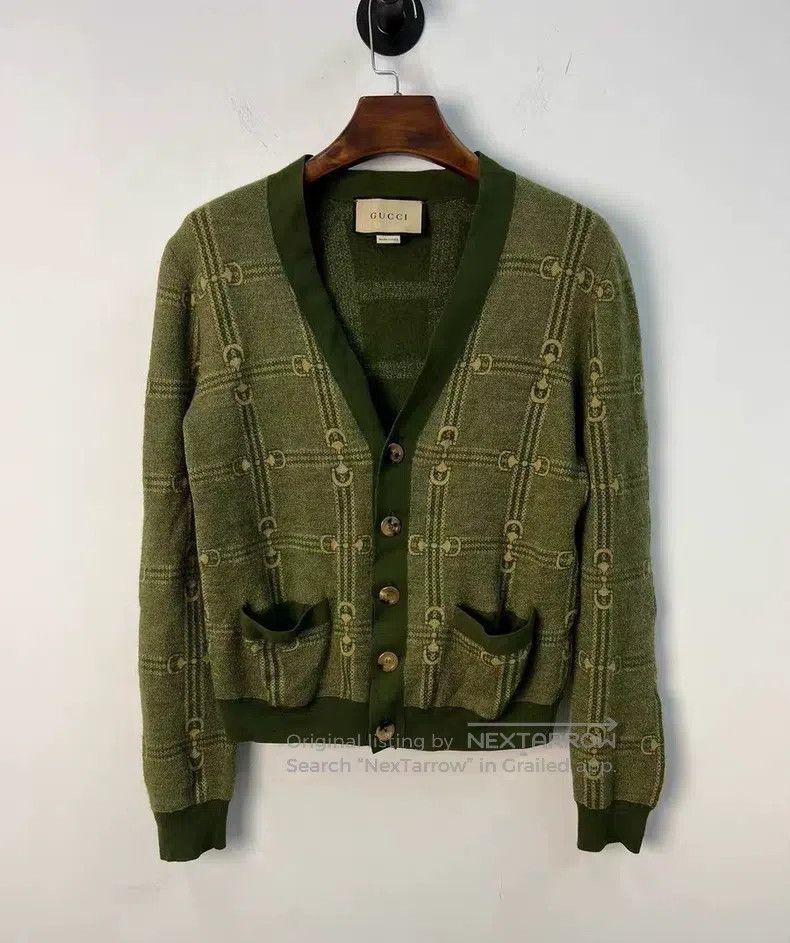Gucci Gucci Woollet logo green horse buckle cardigan coat Size M / US 6-8 / IT 42-44 - 1 Thumbnail