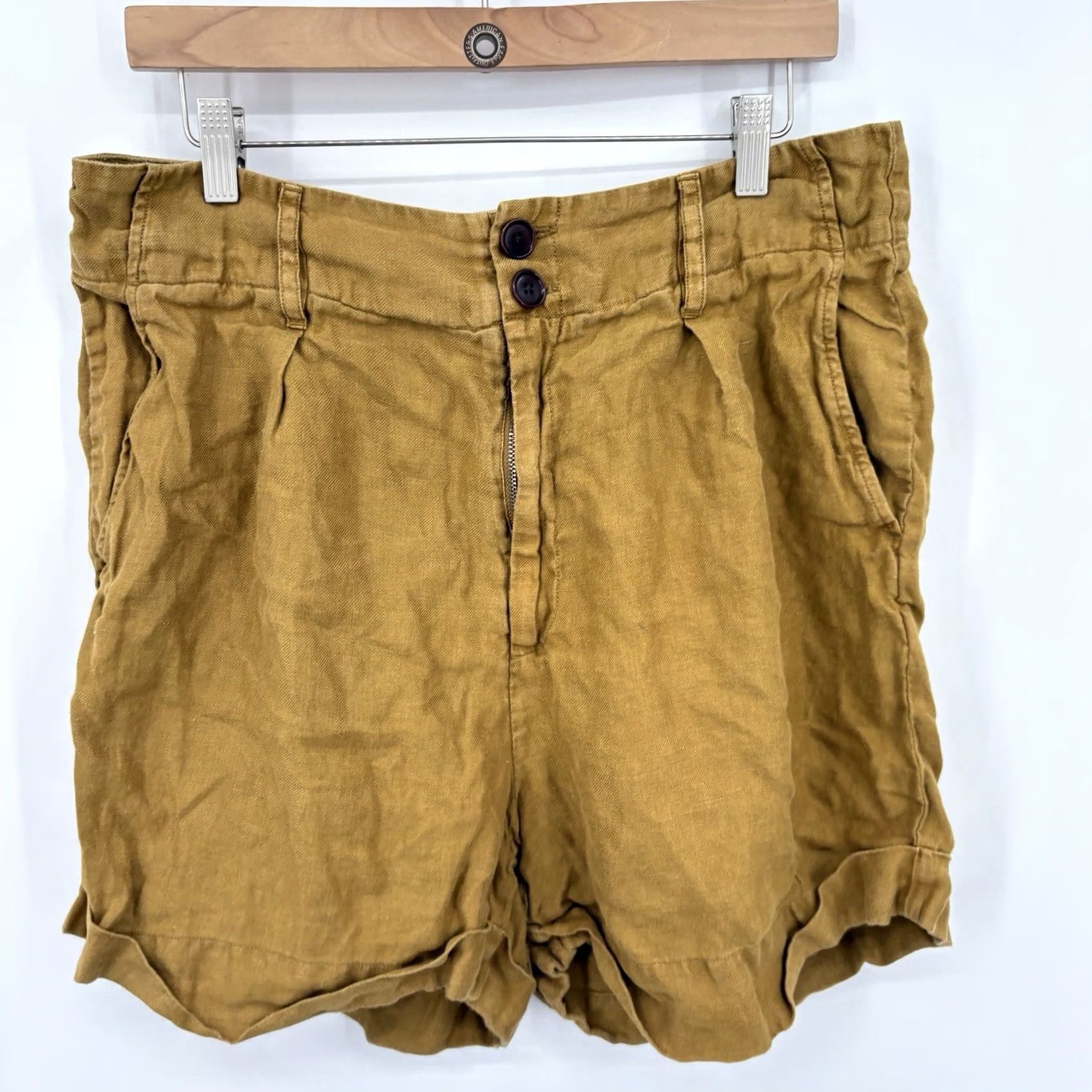 Alex Mill Alex Mill Linen Shorts Womens 14 Capsule Minimalist Tailored Organic Sustainable Casual Shorts Regular Gold Linen 14 inches rise 3.5 inseam Womens Size 36" / US 14 / IT 50 - 4 Thumbnail