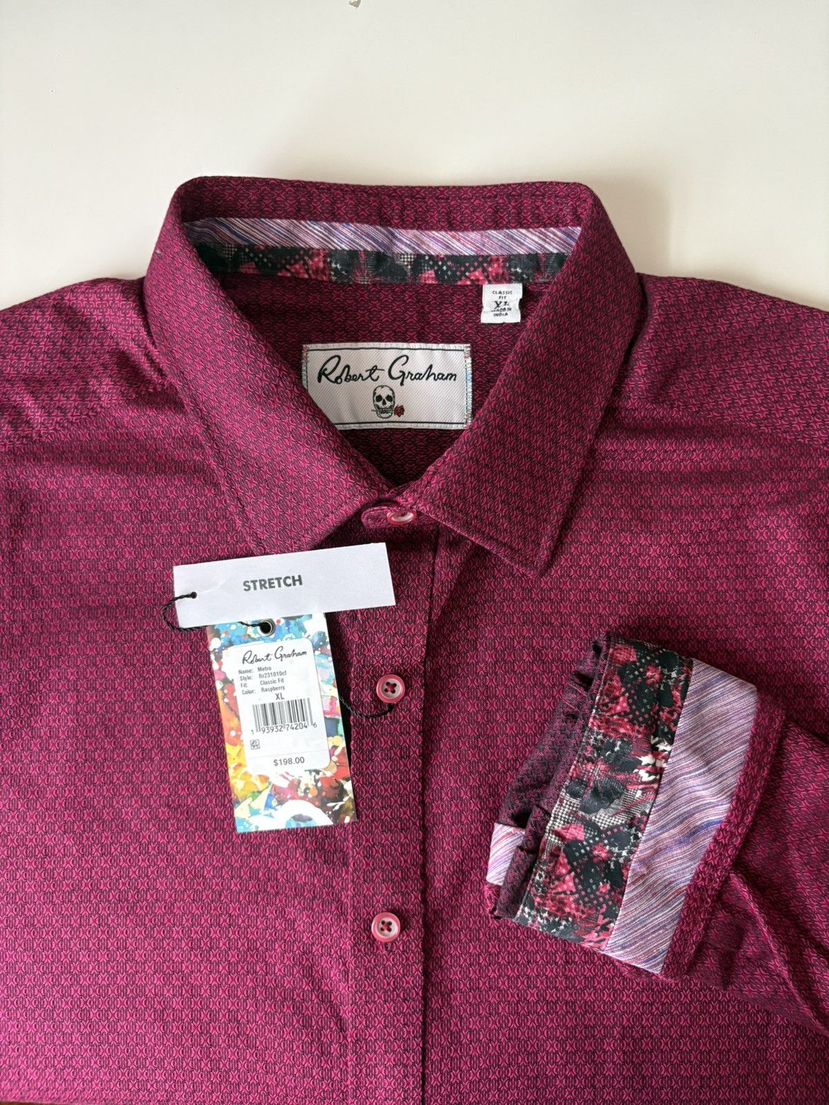 Robert Graham Metro Flip Cuff Shirt Classic Fit Raspberry