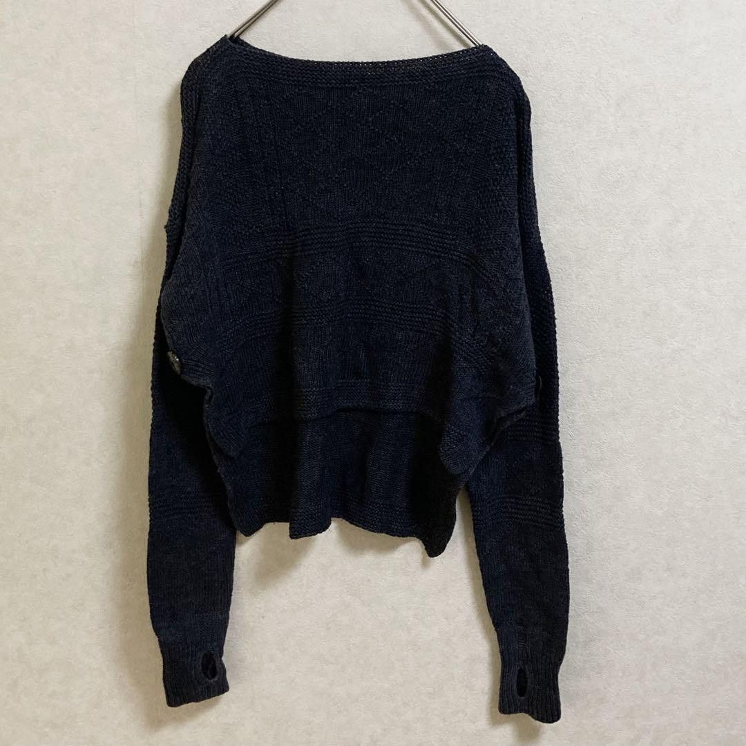 image of Kapital Linen Fisherman's Knit Sweater in Navy, Women's (Size Small)