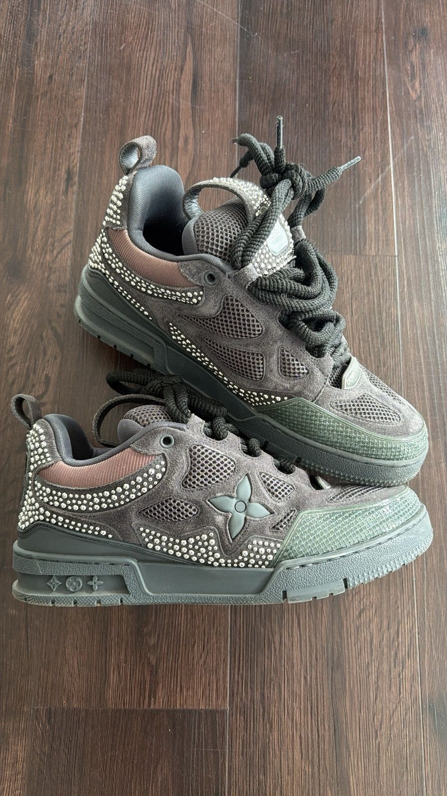 Louis Vuitton Grey Studded Skate Sneakers