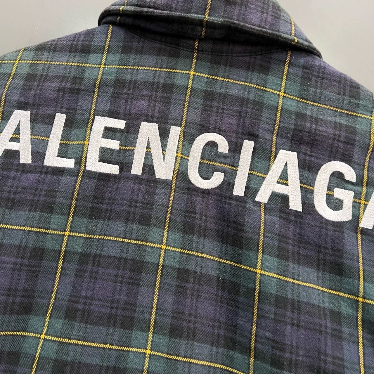 balenciaga plaid logo embroidered jacket size 48