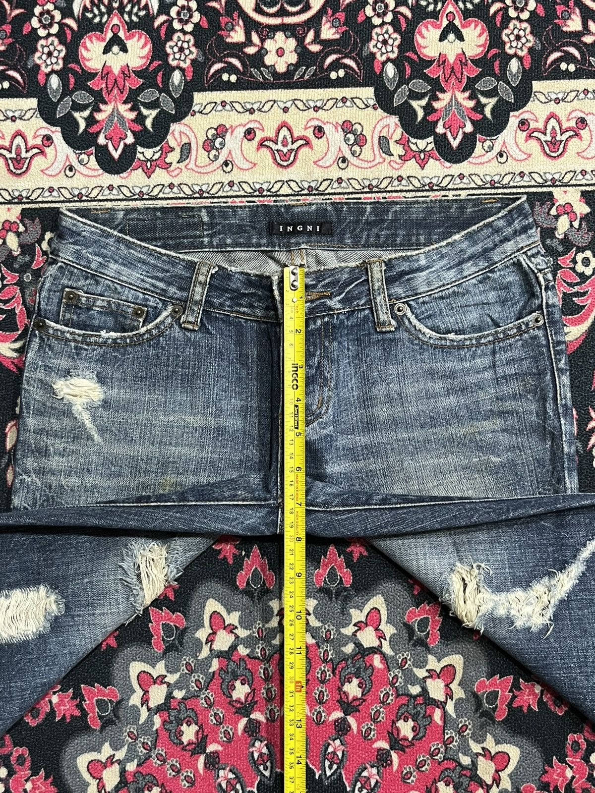 Japanese Brand Japanese Brand Ingni Distressed Blue Washed Flare Jeans Size 28" / US 6 / IT 42 - 12 Thumbnail