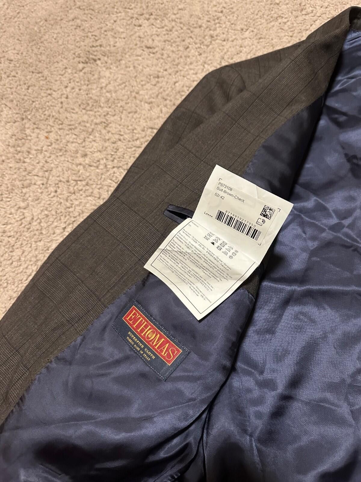 Suitsupply SUITSUPPLY SIENNA Mens Classic Brown Pure Lana Wool Suit Size 52R - 6 Thumbnail