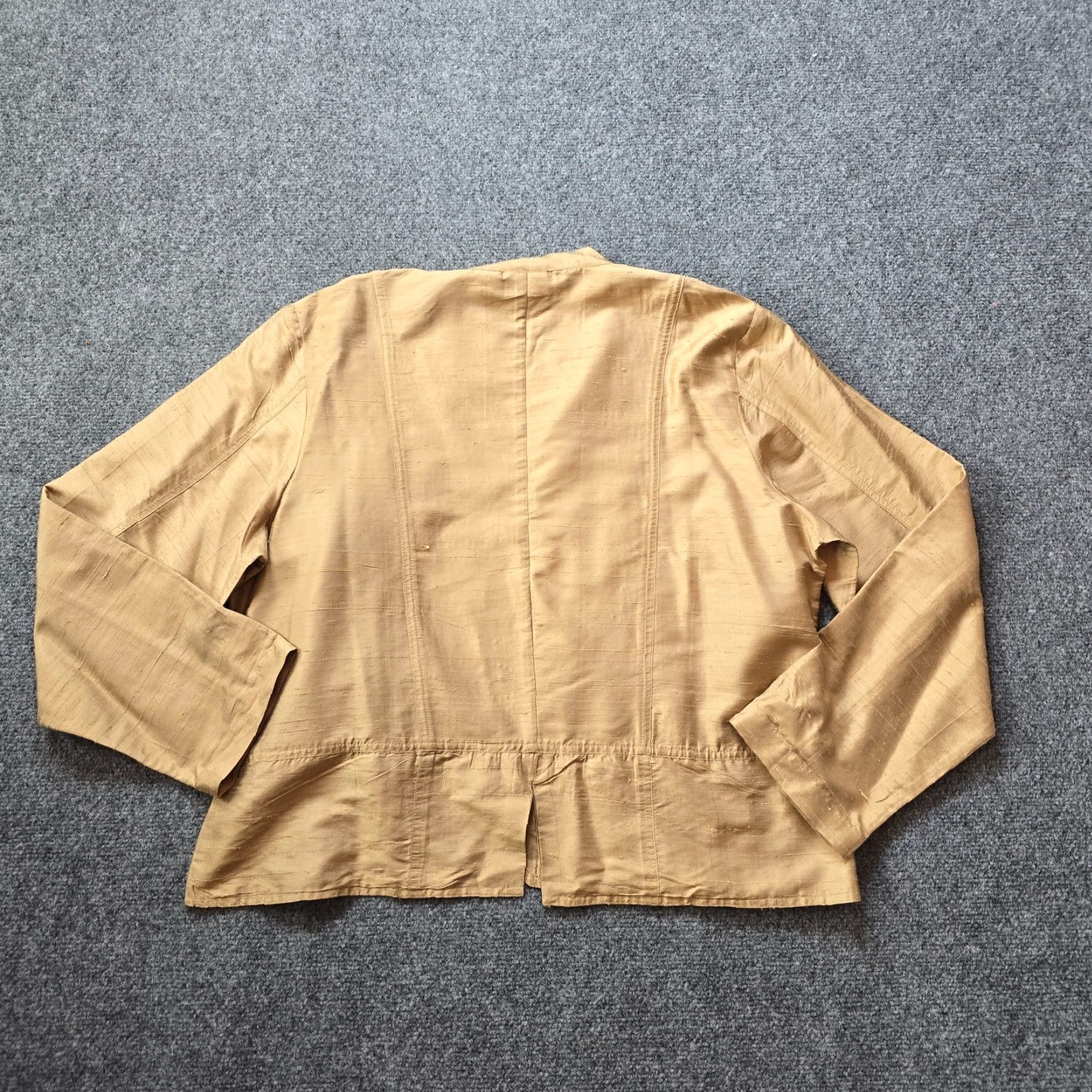 Vintage Chicos Jacket Womens XL Beige Silk Open Beaded Embroidery Classic Career Ladies Open Front Long Sleeve Jacket Size XL / US 12-14 / IT 48-50 - 7 Thumbnail