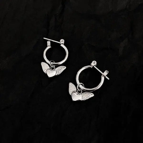 Jewelry Love Wings Titanium Steel Earrings Size ONE SIZE - 1 Thumbnail