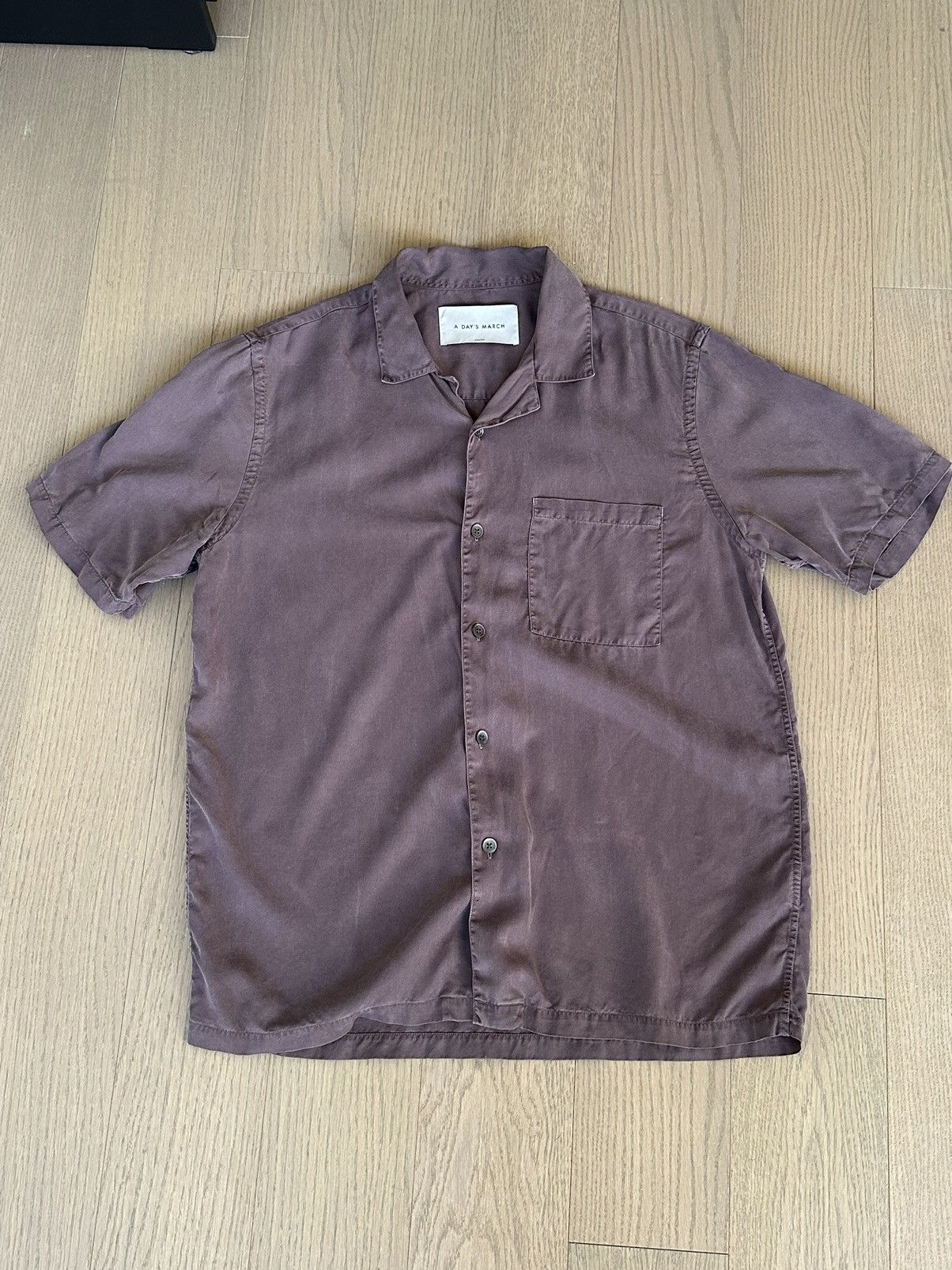image of A Days March Brown Yamu Lyocell Camp Collar Shirt, Men's (Size Medium)