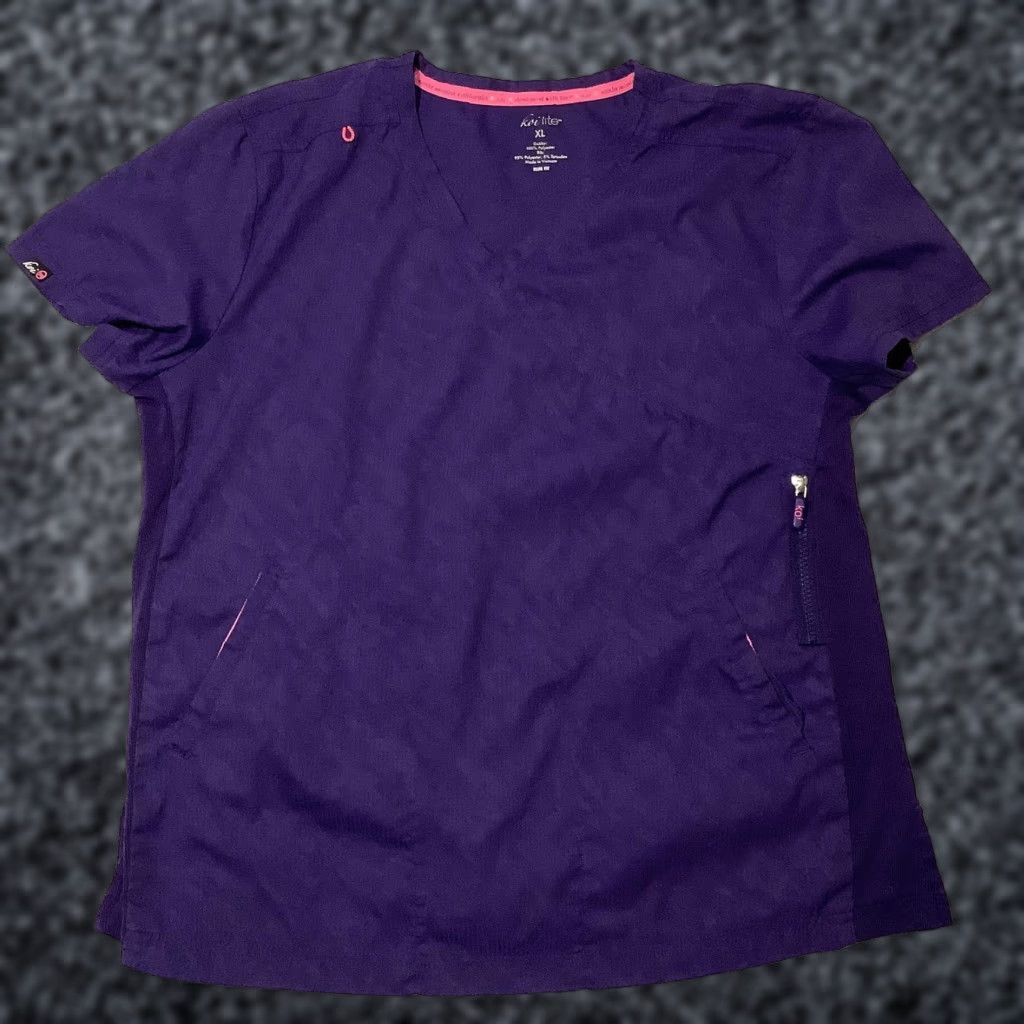 Koio Koi Lite Scrub Shirt Womens XL Purple Dobby Slim Fit Pockets Zip Shirt Womens XL Purple Koi Lite Scrub Shirt Zip Pocket Pocket V-neck Mock Wrap Size XL / US 12-14 / IT 48-50 - 1 Thumbnail