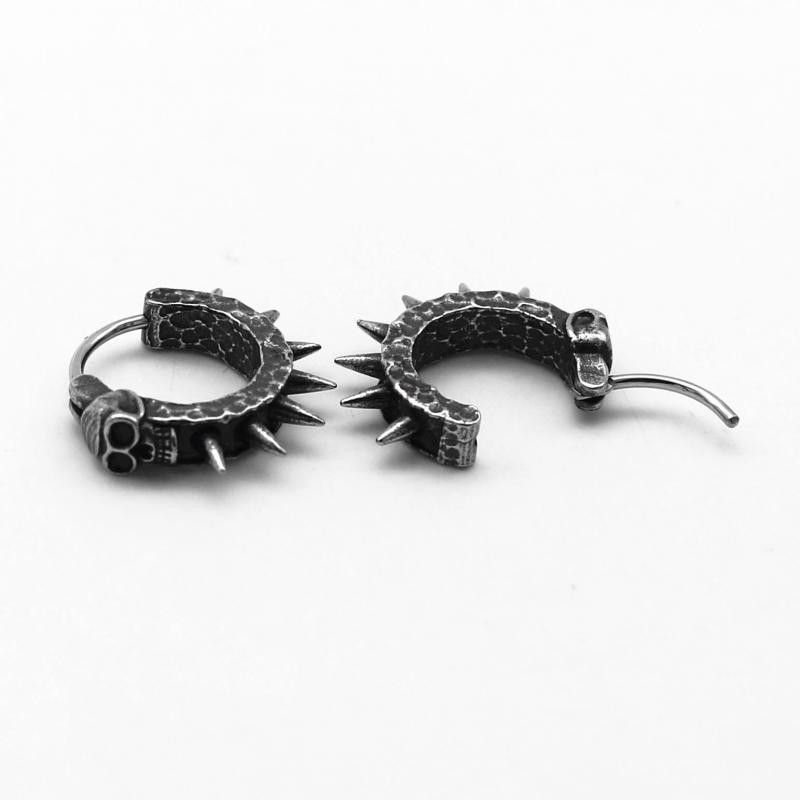 Japanese Brand × Jewelry Black Skull Needle Hoop Earrings Size ONE SIZE - 2 Thumbnail