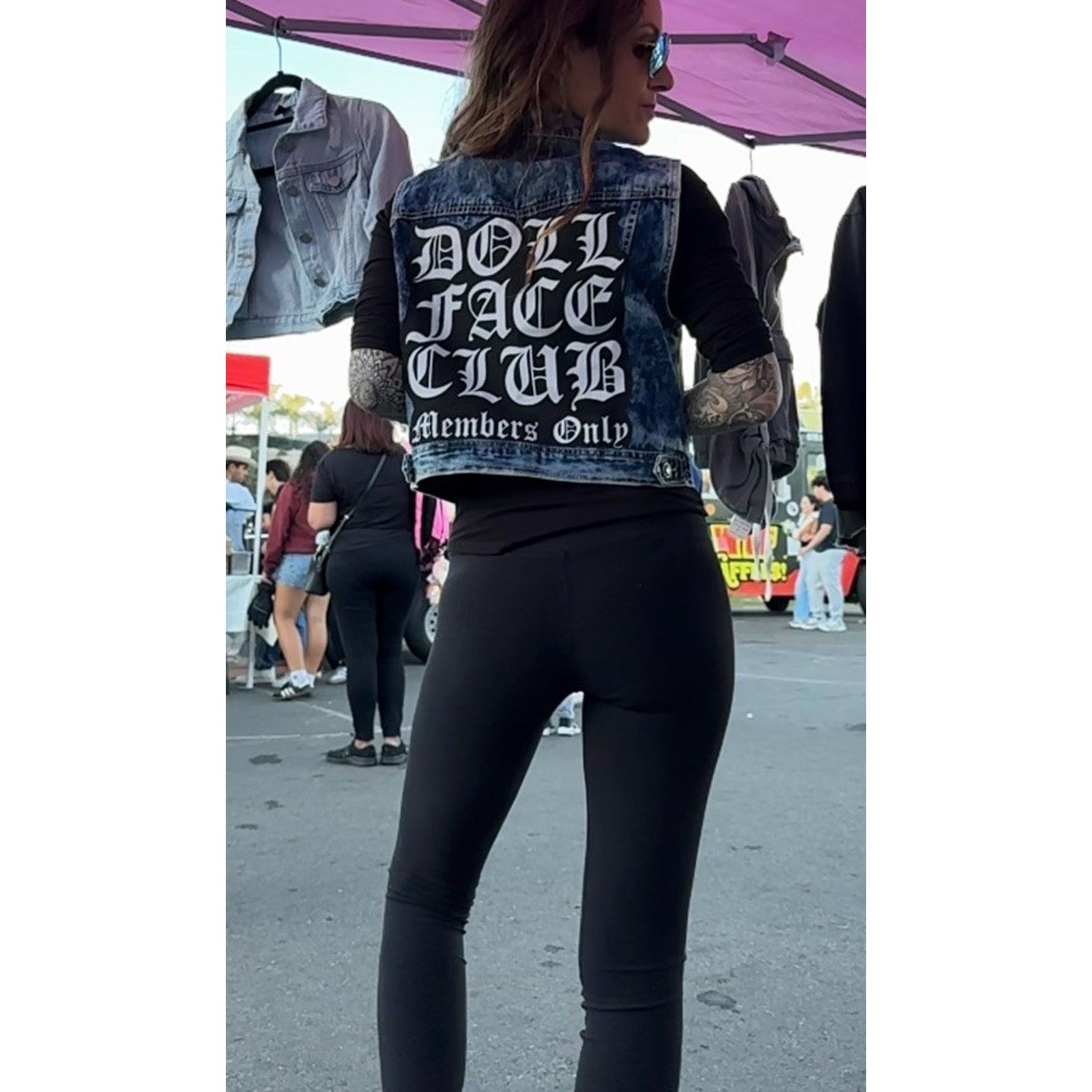 DOLL FACE CLUB MEMBERS ONLY Studded Denim Vest Retro Sz M