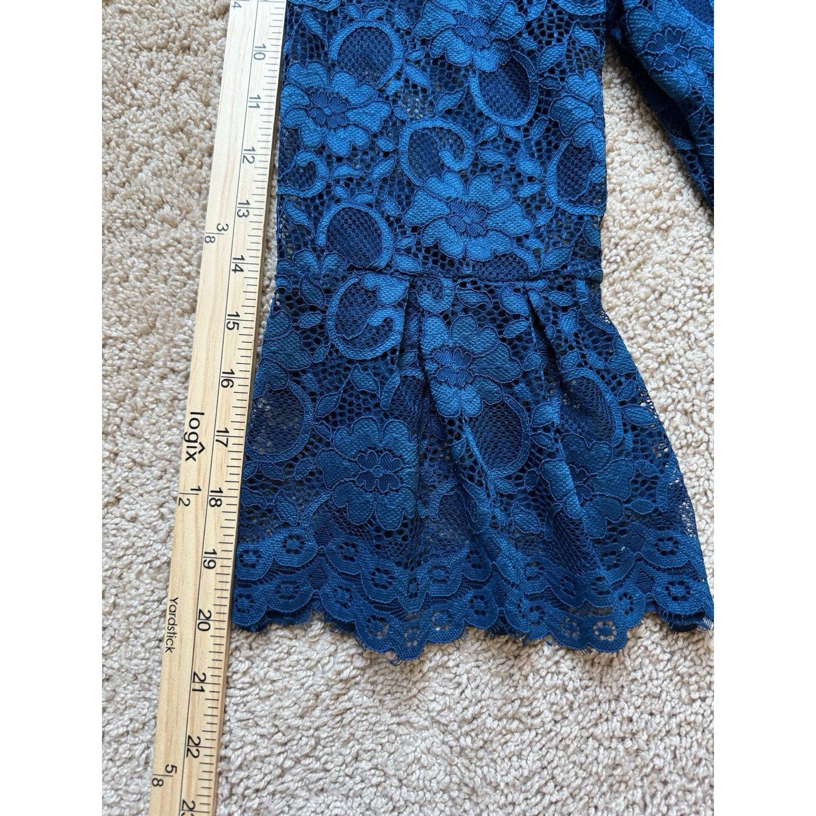 Isaac Mizrahi IMNYC Isaac Mizrahi Dress Navy Lace Bell Sleeve A-Line Mini Size XL / US 12-14 / IT 48-50 - 7 Thumbnail