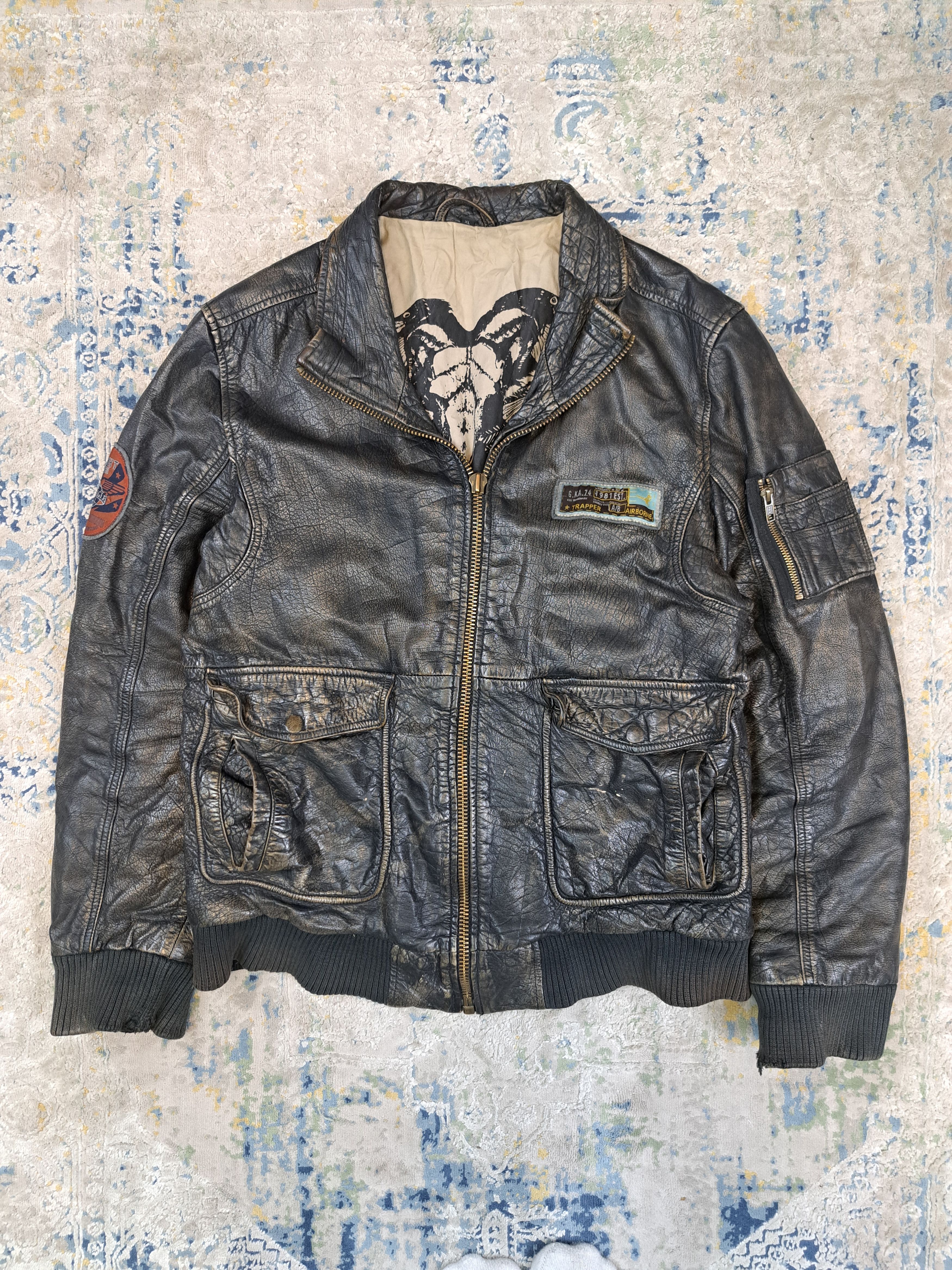 Genuine Leather Vintage Genuine Leather Distressed Bomber Jacket Flyer Size US L / EU 52-54 / 3 - 1 Thumbnail