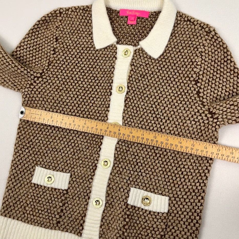 Lilly Pulitzer Lilly Pulitzer Cardigan Sweater Womens Small Brown Tweed Stretch Work Chic Prep Cardigan Knit Crew Neck 3/4 Sleeve Lightweight Pockets Regular Size S / US 4 / IT 40 - 4 Thumbnail