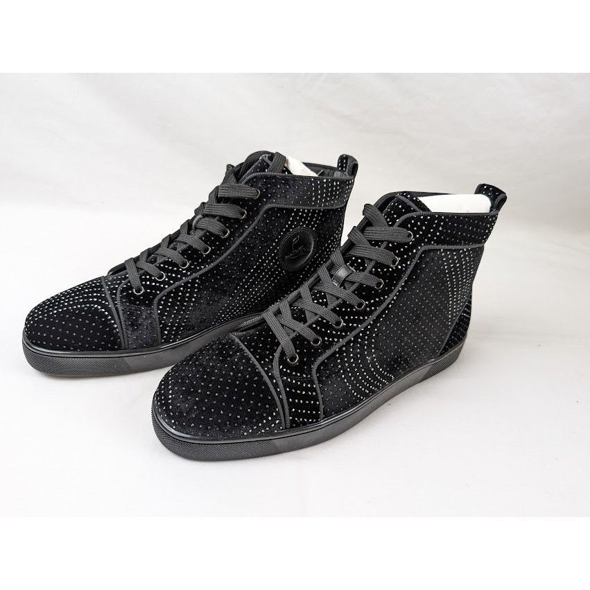 Christian Louboutin o1rshd1 Louis Orlato Flat Hi-Top Sneakers in Black/Silver Size US 12 / EU 45 - 10 Thumbnail
