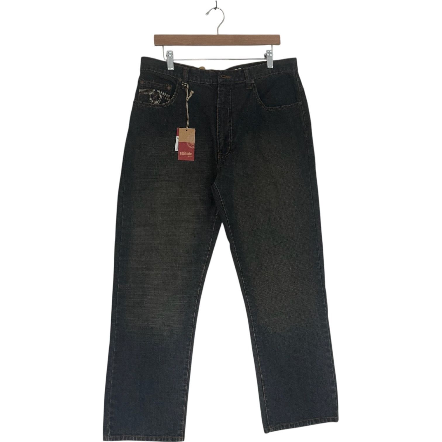 Vintage Vintage NTW Attitude Straight Leg Denim Jeans 34x30 Size US 34 / EU 50 - 4 Thumbnail