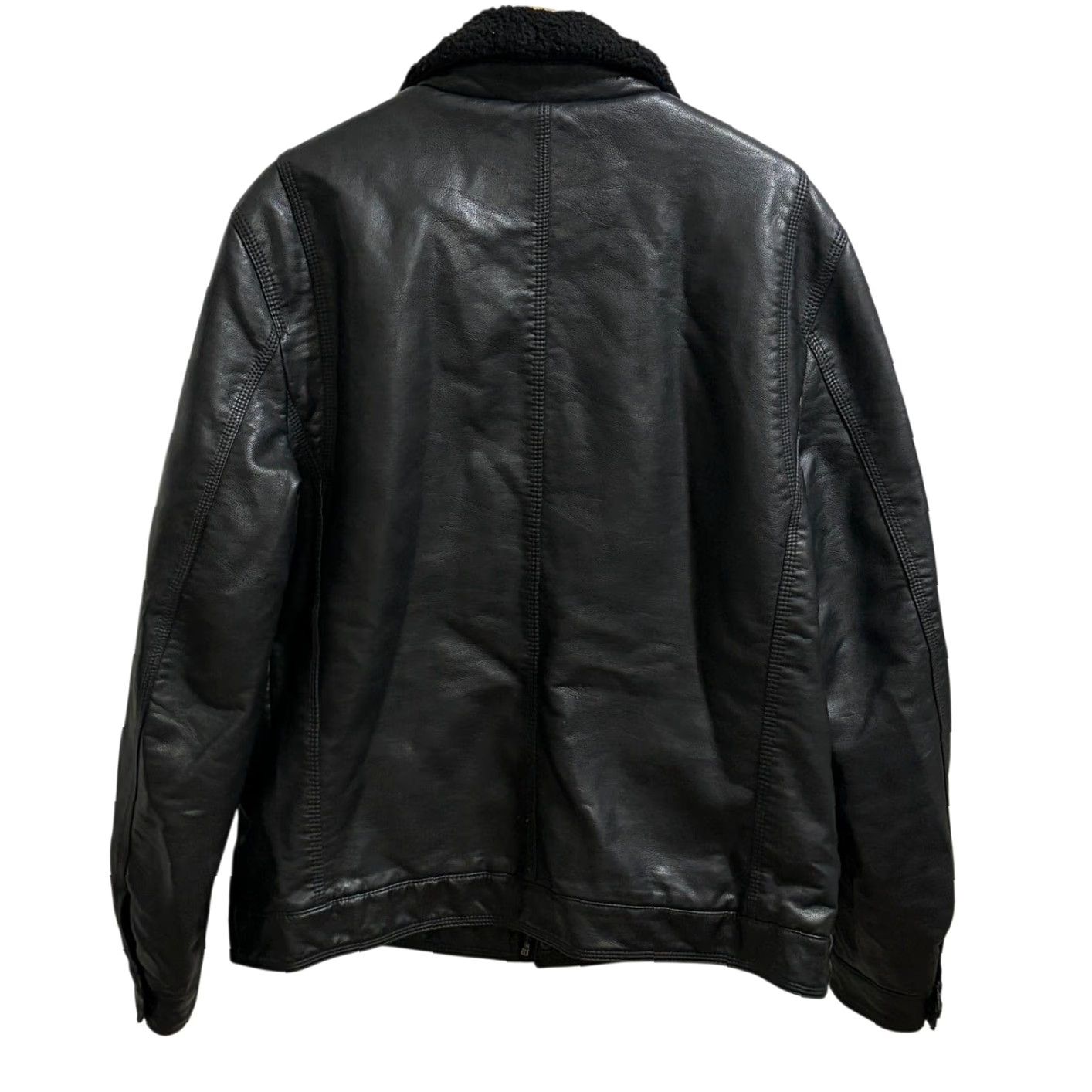 Levi's Levi's Trucker Jacket Mens Large Black Faux Leather Sherpa Lined Motorcycle Size US L / EU 52-54 / 3 - 2 Thumbnail
