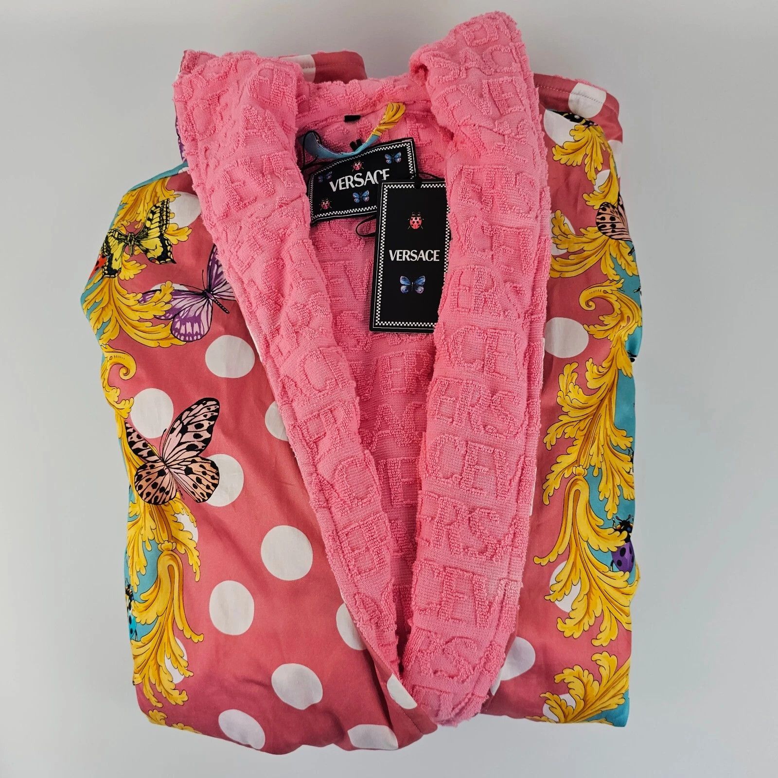 Versace VERSACE Bfly Baroq Pink/Multi Unisex Short Robe Size US XL / EU 56 / 4 - 4 Thumbnail