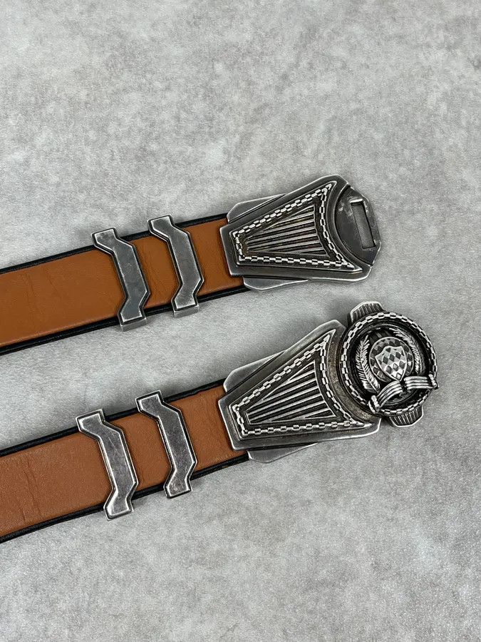 Balmain SS2013 Balmain Brown Leather Belt Crest Buckle Size ONE SIZE - 5 Thumbnail