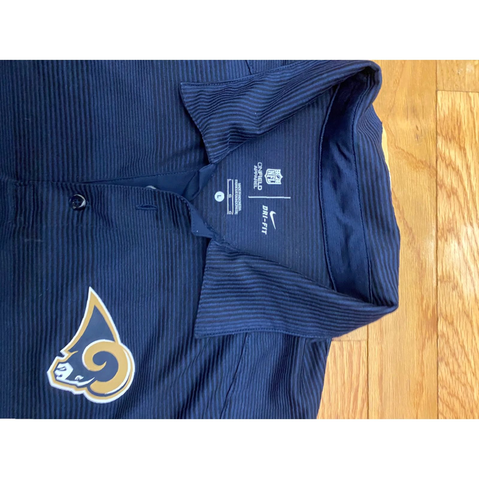 Nike Nike Dri-Fit Polo Shirt Mens L LA Rams NFL Short Sleeve Blue Multicolor Striped Logo Embroidered Lightweight Breathable Size US L / EU 52-54 / 3 - 4 Thumbnail