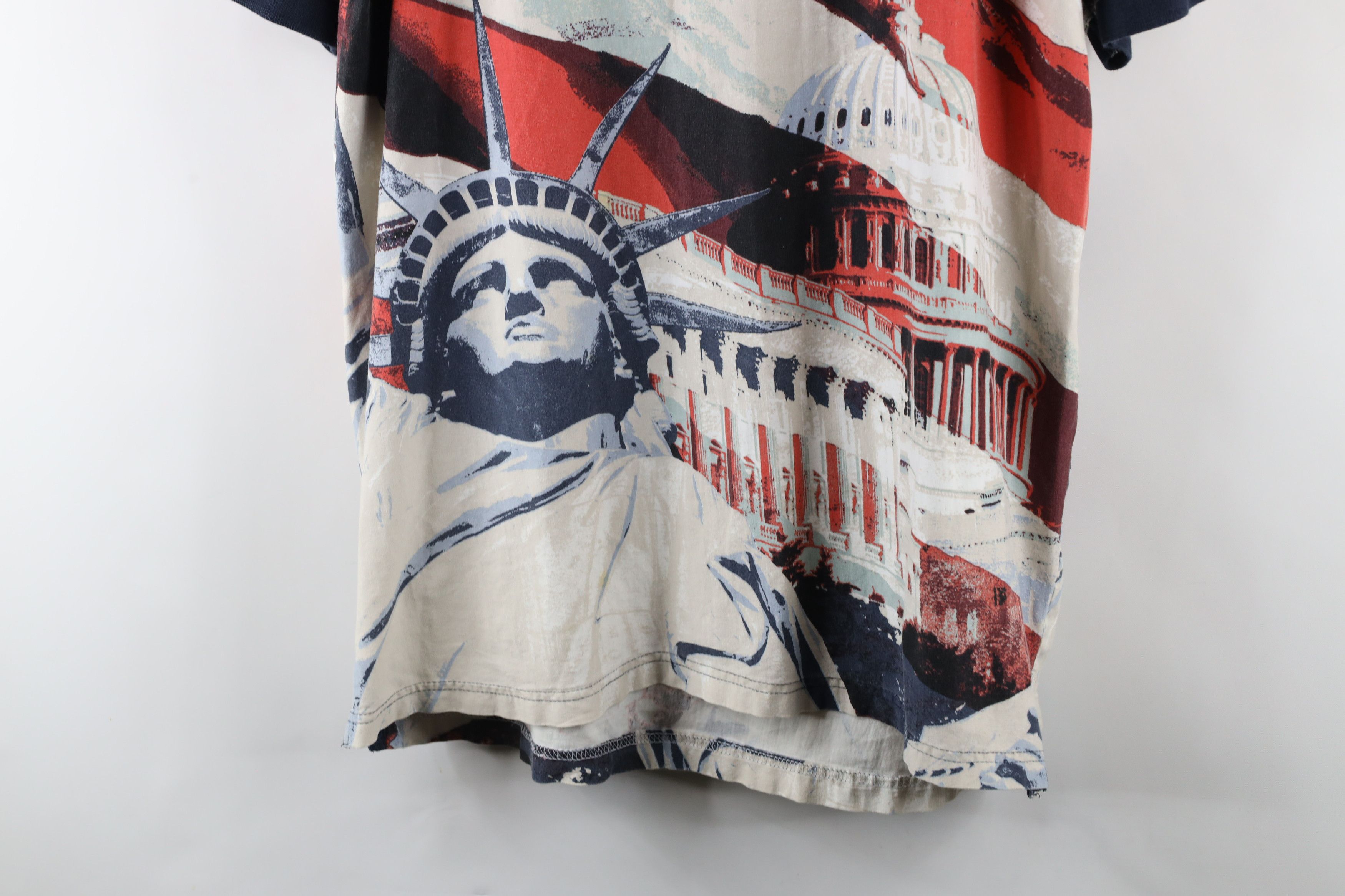 Vintage Vintage 90s Streetwear Statue of Liberty All Over Print Polo Size US L / EU 52-54 / 3 - 3 Thumbnail