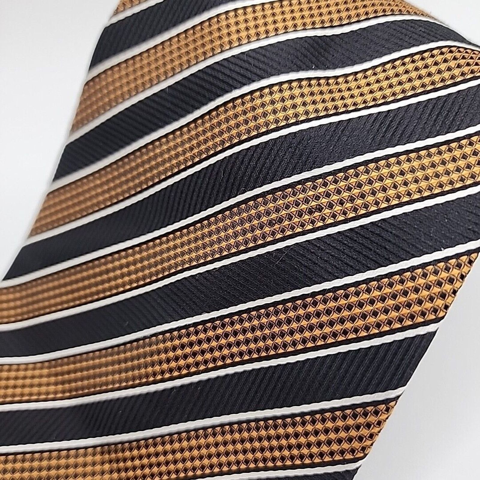 Other Ertu Silk Necktie Classic Gold & Black Stripes - Italy Size ONE SIZE - 3 Thumbnail