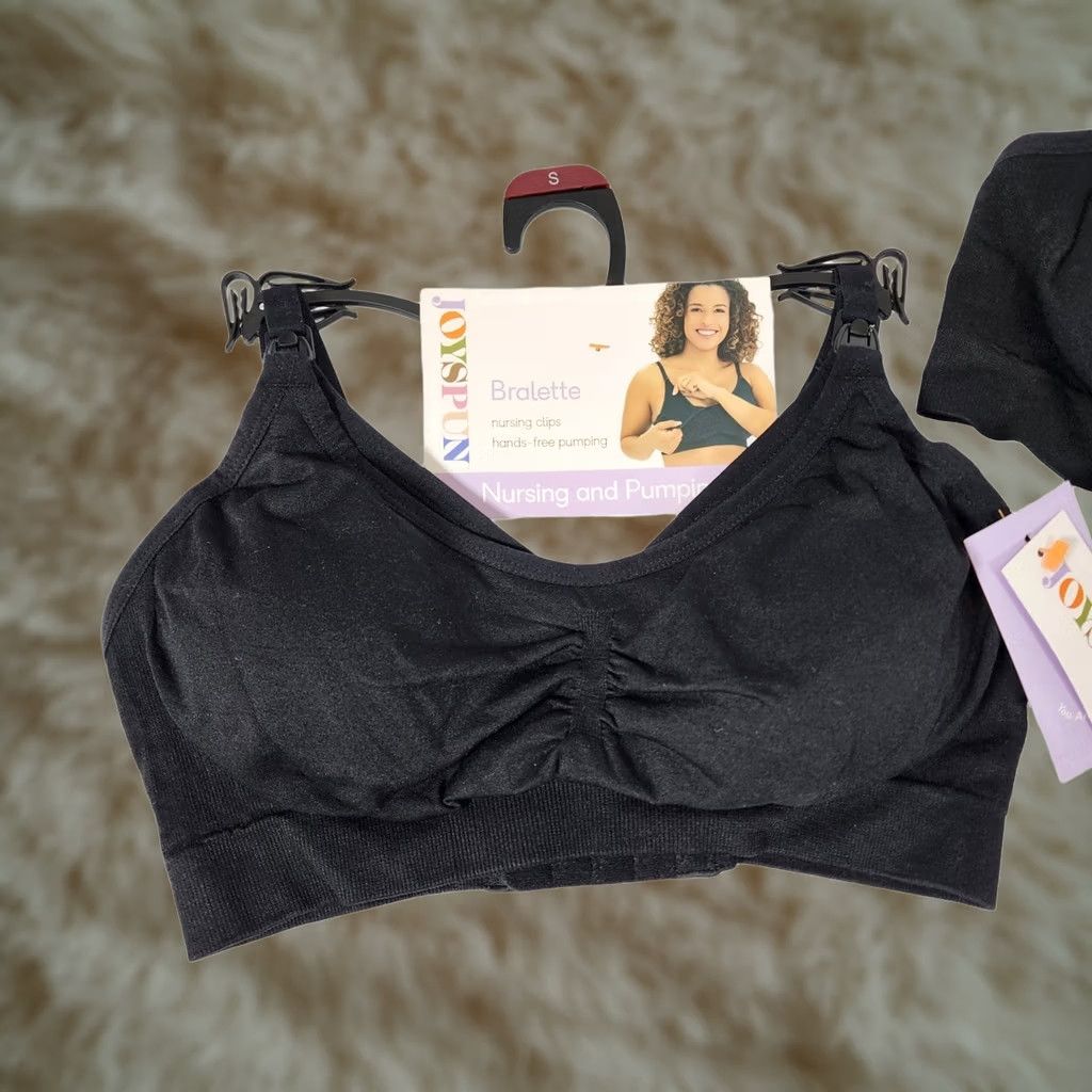 Vintage Joyspun Womens 2-Pack Nursing Pumping Bralette Black Soot Small Size ONE SIZE - 1 Thumbnail