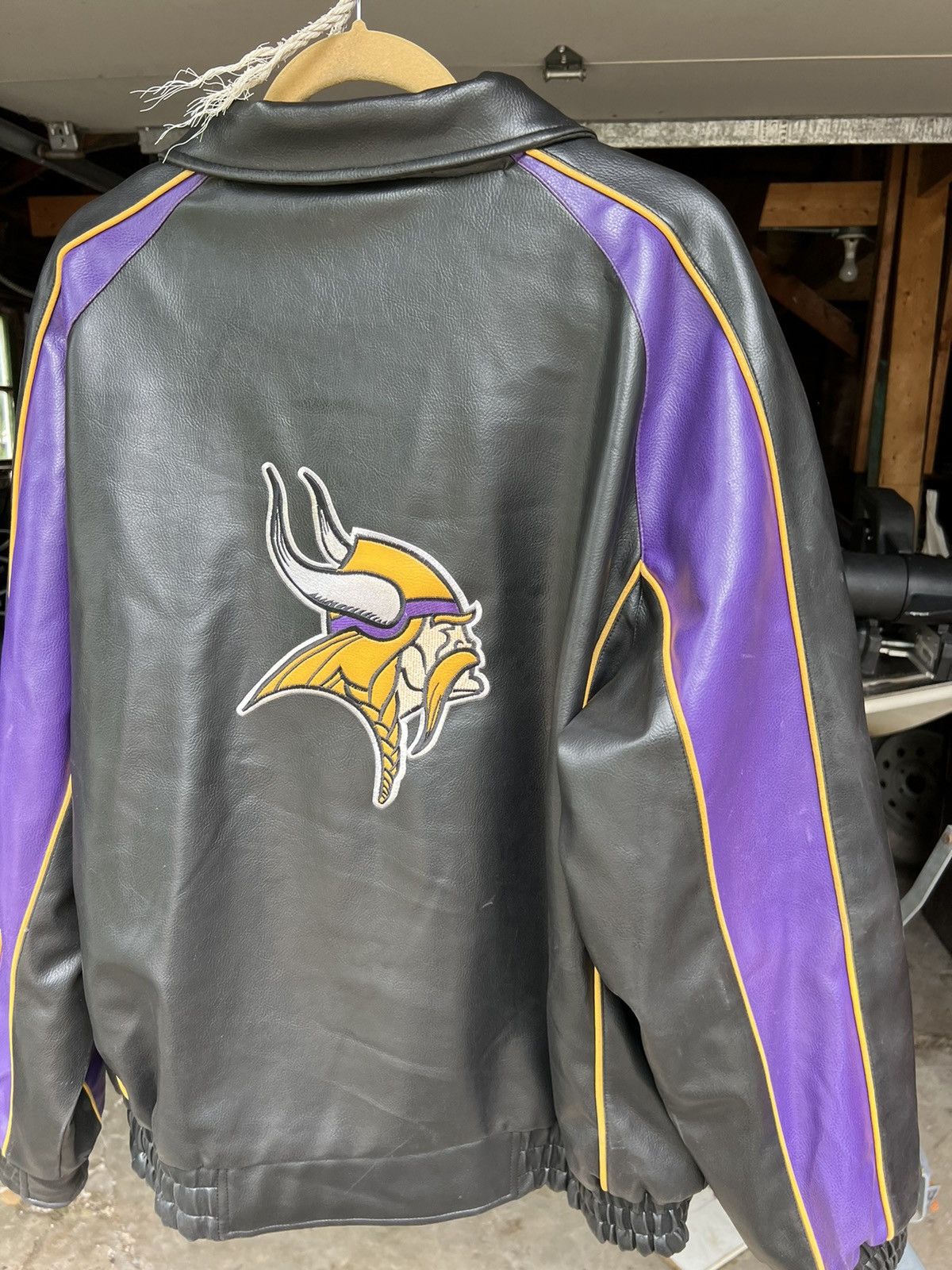 NFL × Vintage Vintage Minnesota Vikings Leather Jacket Size US XL / EU 56 / 4 - 7 Thumbnail