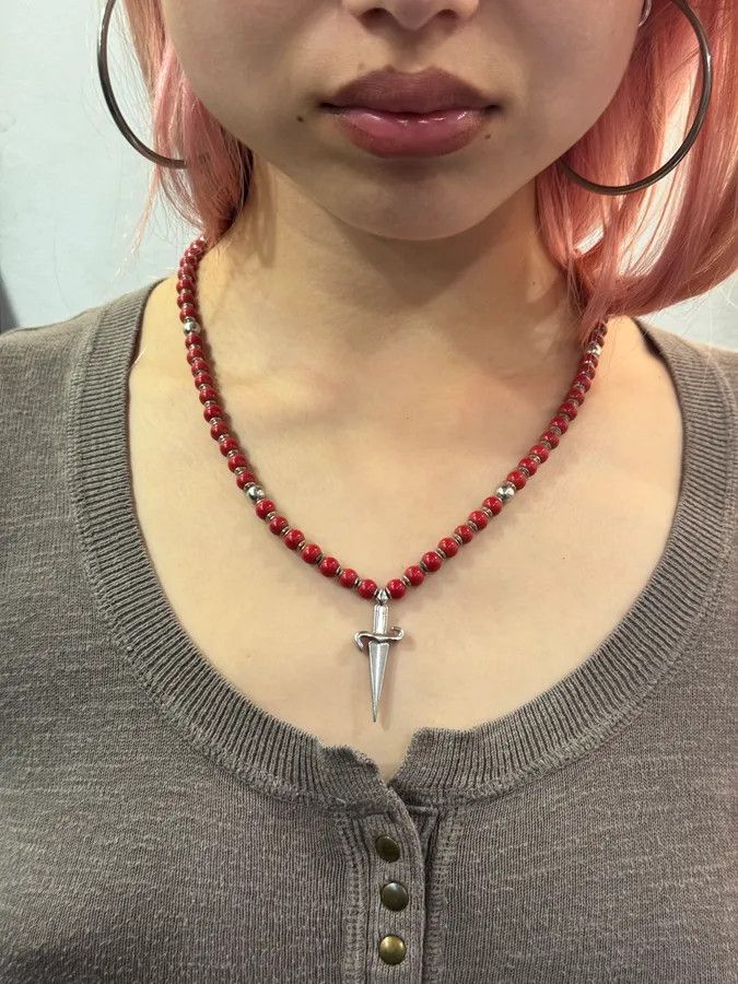 Vintage Paciotti Red Beaded Silver Clasp Necklace Size ONE SIZE - 2 Thumbnail