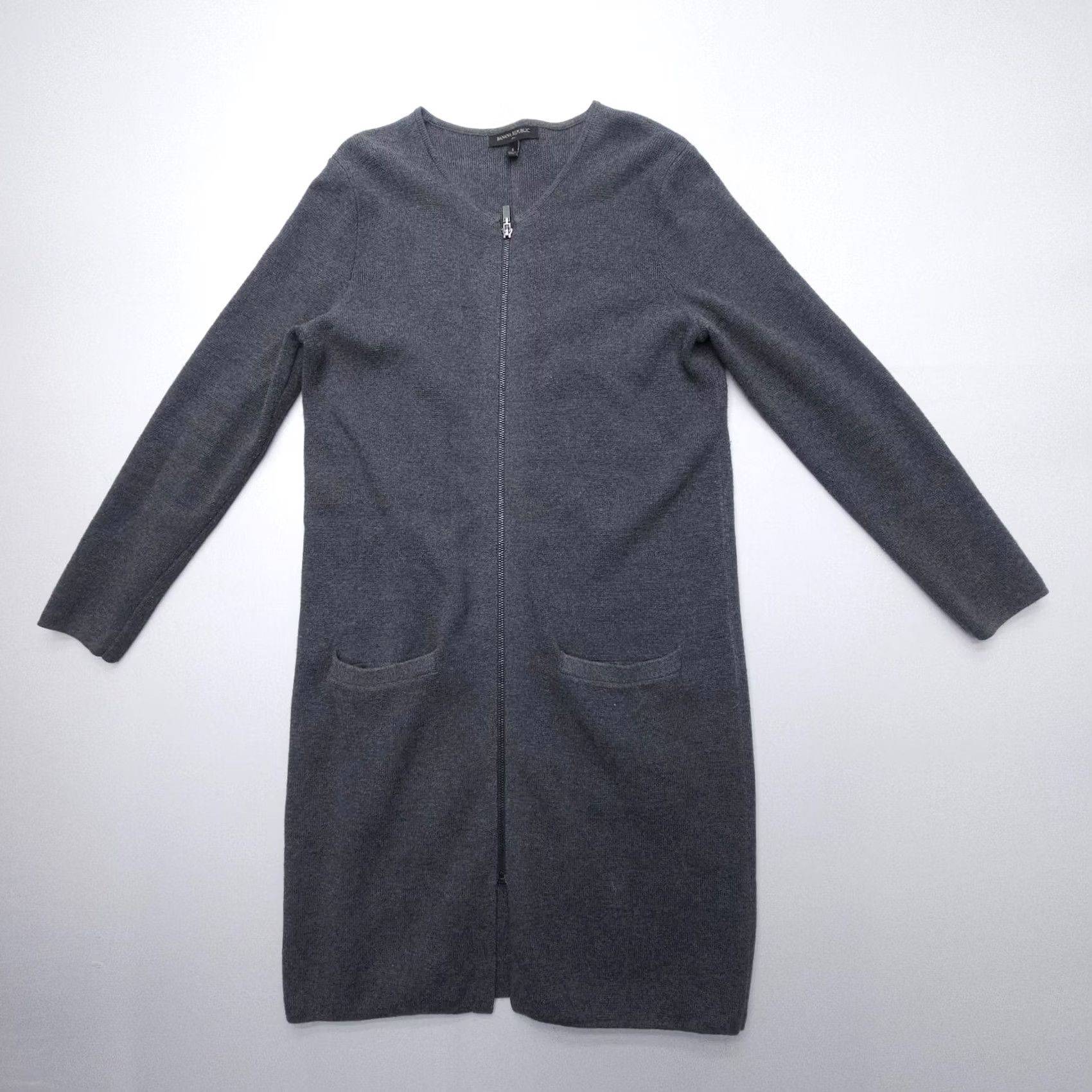 Banana Republic Banana Republic Cardigan Sweater Dress Womens Small Gray Longline Knit Full Zip Size S / US 4 / IT 40 - 2 Thumbnail