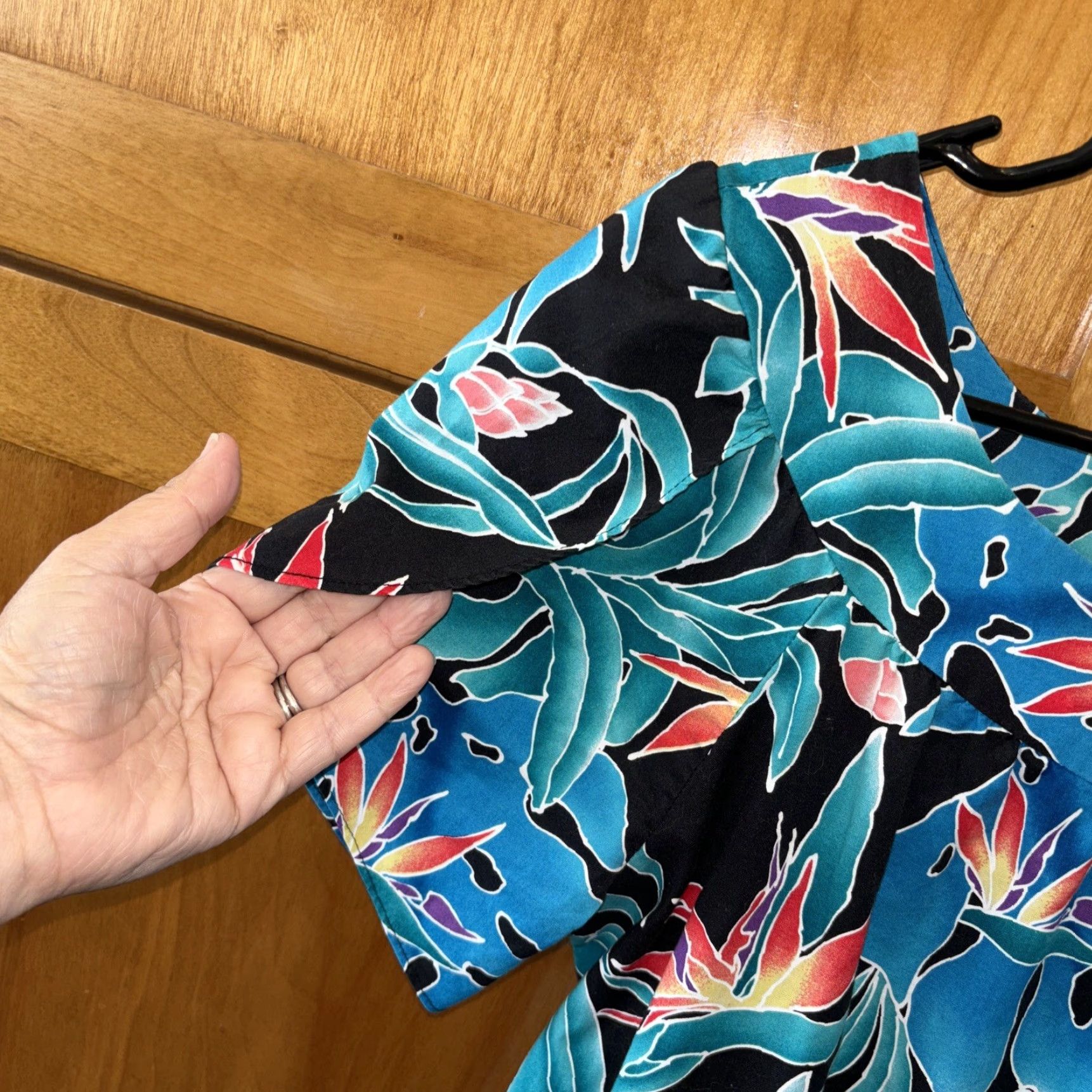 Hilo Hattie VINTAGE Hilo Hattie Dress Women Maxi Blue Floral Pocket Cap Sleeve 100% Cotton Short Sleeve Beach Hawaiian Aloha Casual Women Size 32" / US 10 / IT 46 - 7 Thumbnail
