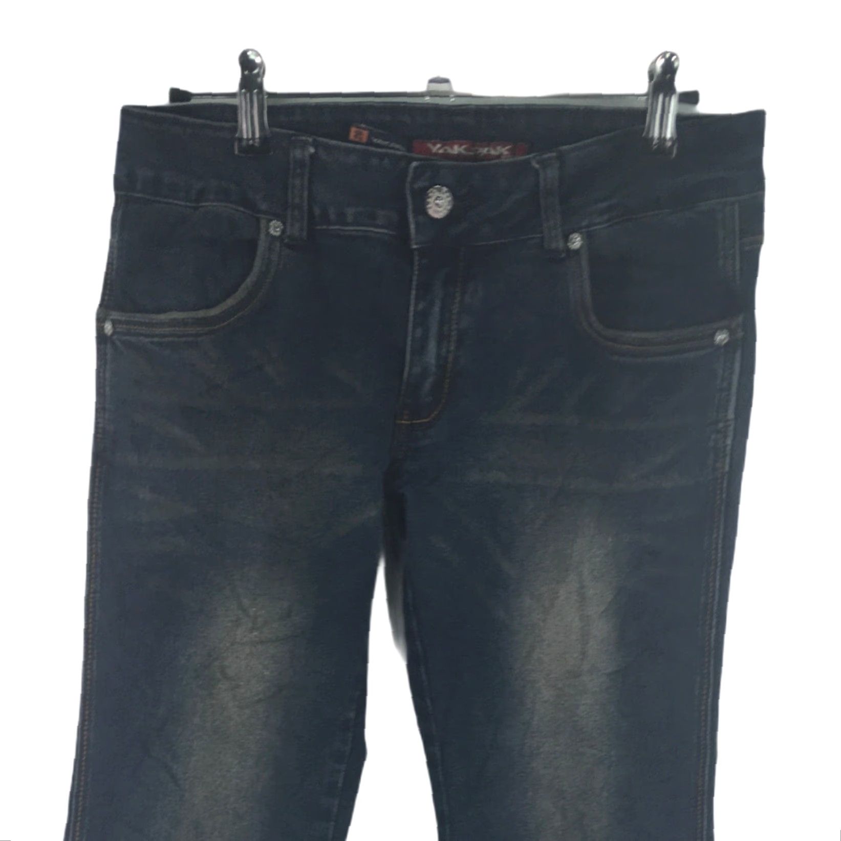 Denime Yak Pak Womens Casual Straight Wide Flare Leg Blue Denim Jeans Size 28 30X30 Size 28" / US 6 / IT 42 - 3 Thumbnail