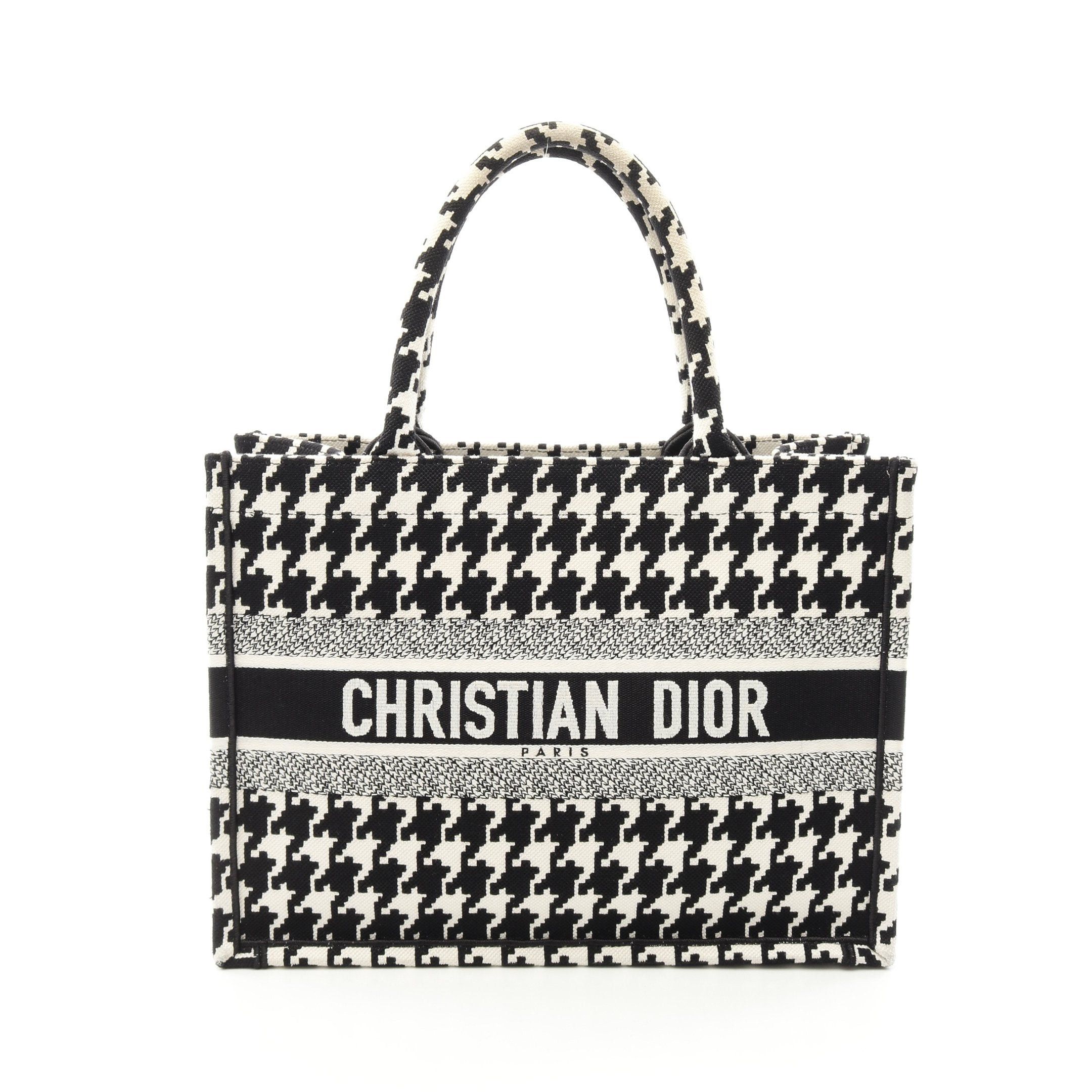 Dior Book Tote Medium Handbag Bag Canvas White Black, Women's
