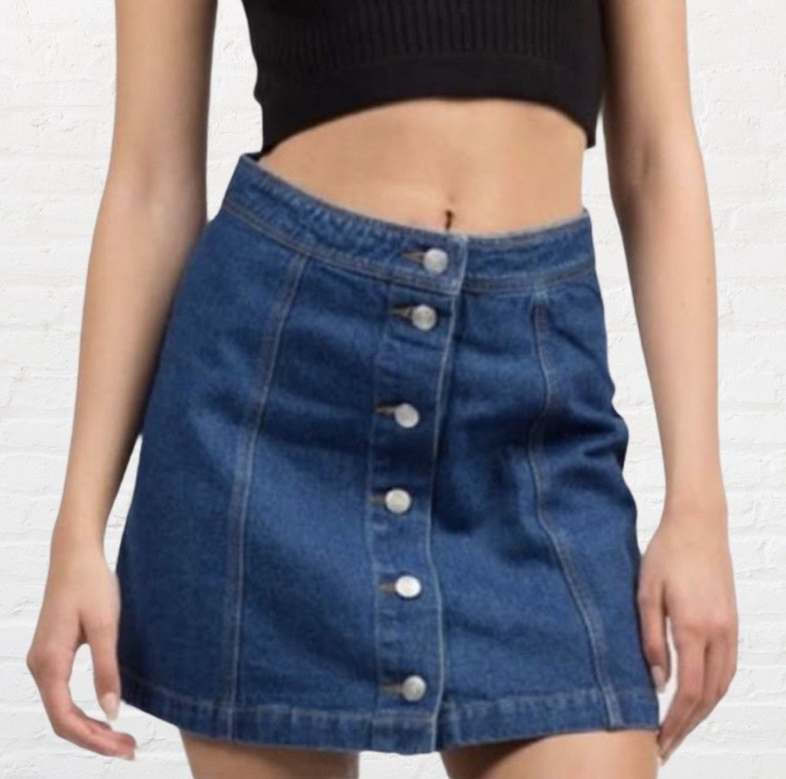 Other SANS SOUCI DENIM MEDIUM WASH BUTTON DOWN MINI JEAN SKIRT Size 32" / US 10 / IT 46 - 6 Thumbnail