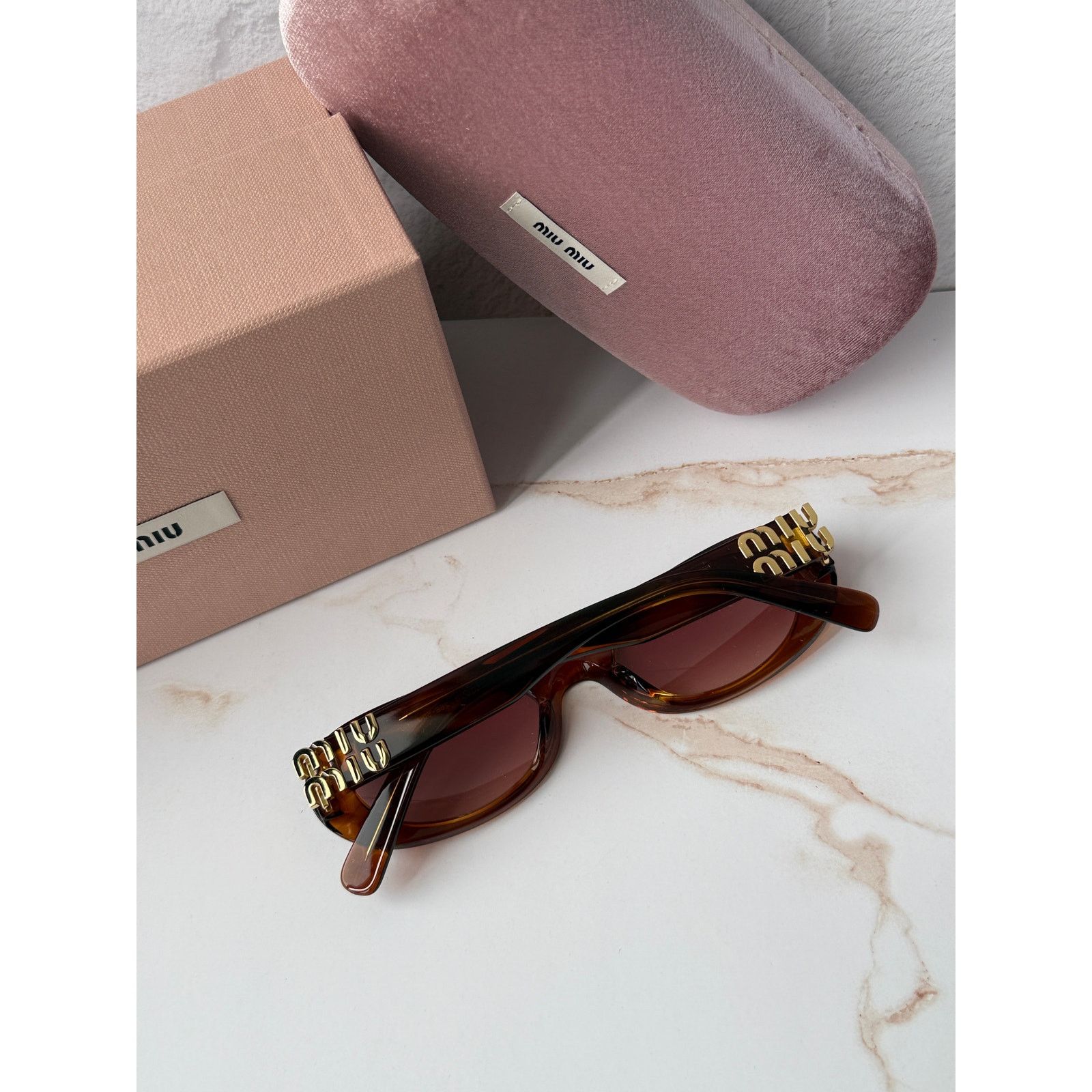 Miu Miu NEW Miu Miu MU06ZS Brown Oval Sunglasses Size ONE SIZE - 3 Thumbnail