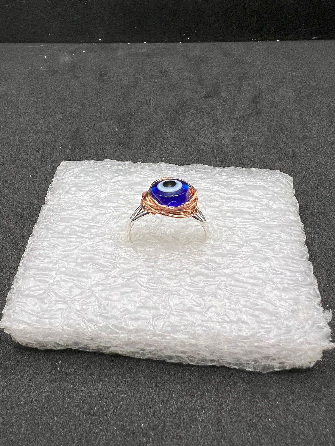 Handmade Evil eye silver ring - size 6 Size ONE SIZE - 2 Thumbnail