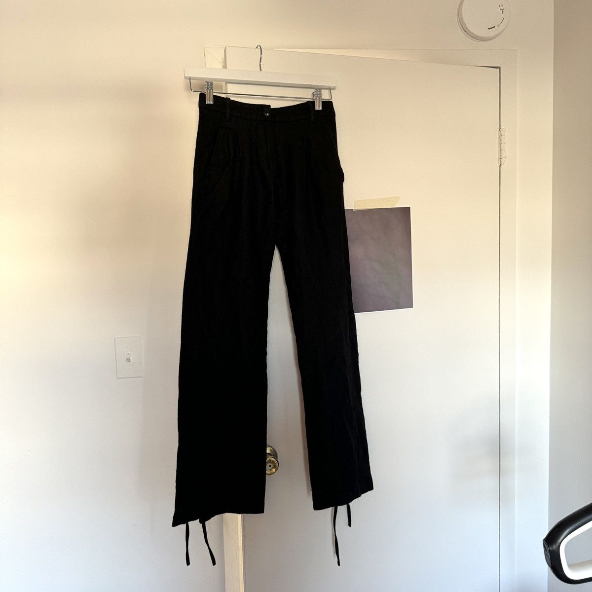image of Ann Demeulemeester Wool Pants With Corset Tie At The Ankles in Black, Women's (Size 24)