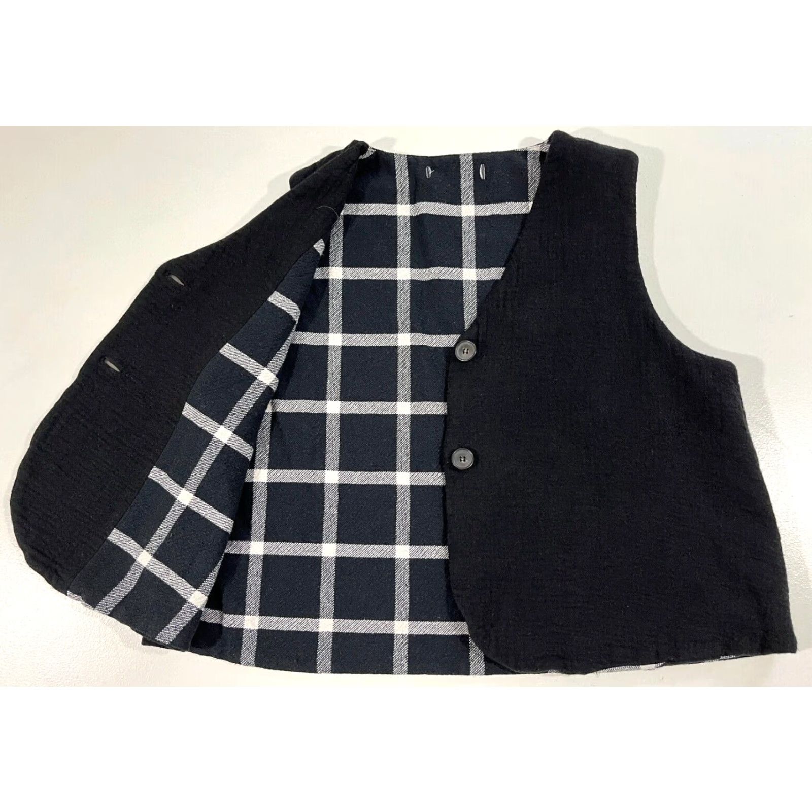 Vintage Neirami Women’s Button Front Vest Black Plaid Made in Italy Sz L Size L / US 10 / IT 46 - 3 Thumbnail