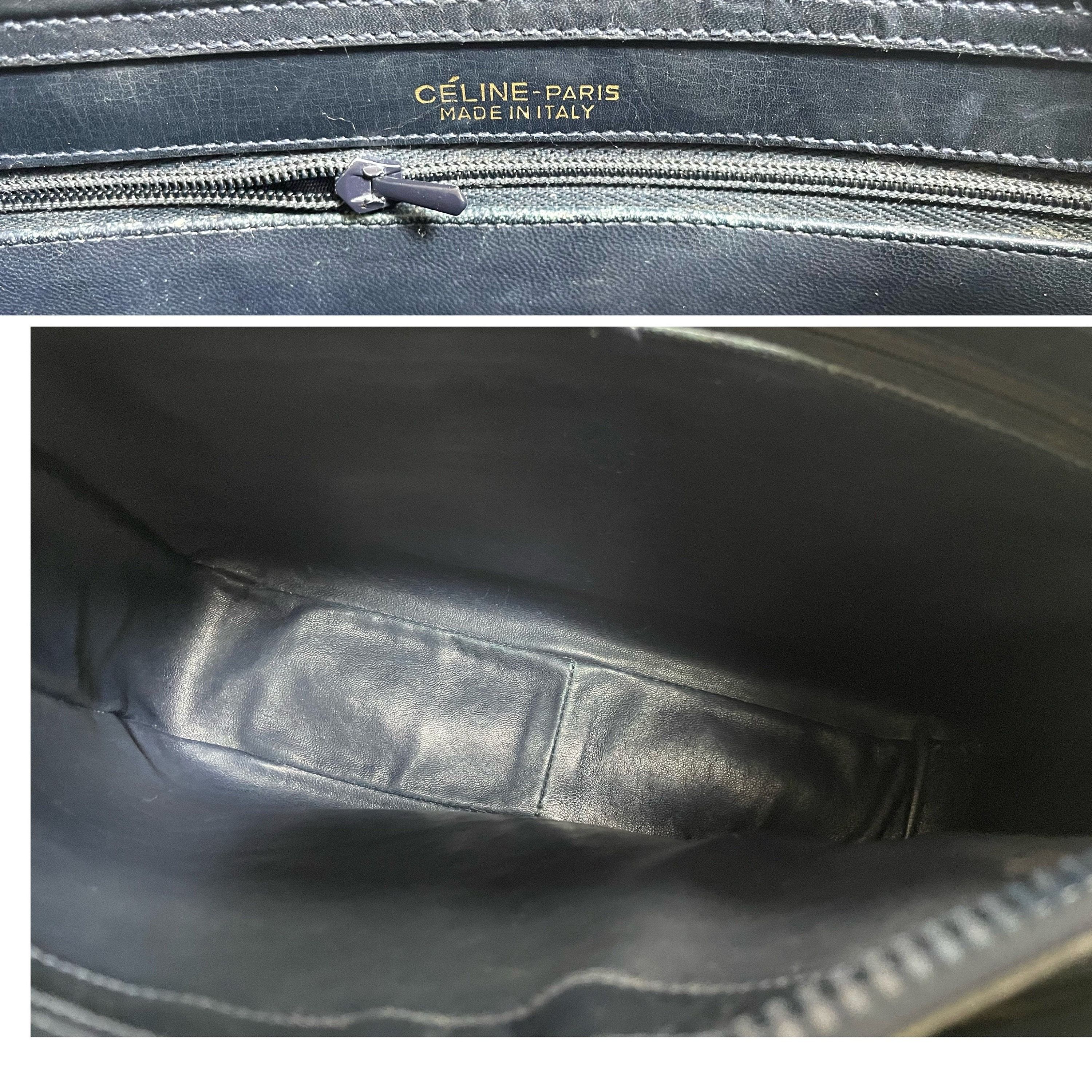 Celine Vintage Celine navy genuine leather shoulder bag. Triomphe Size ONE SIZE - 7 Thumbnail