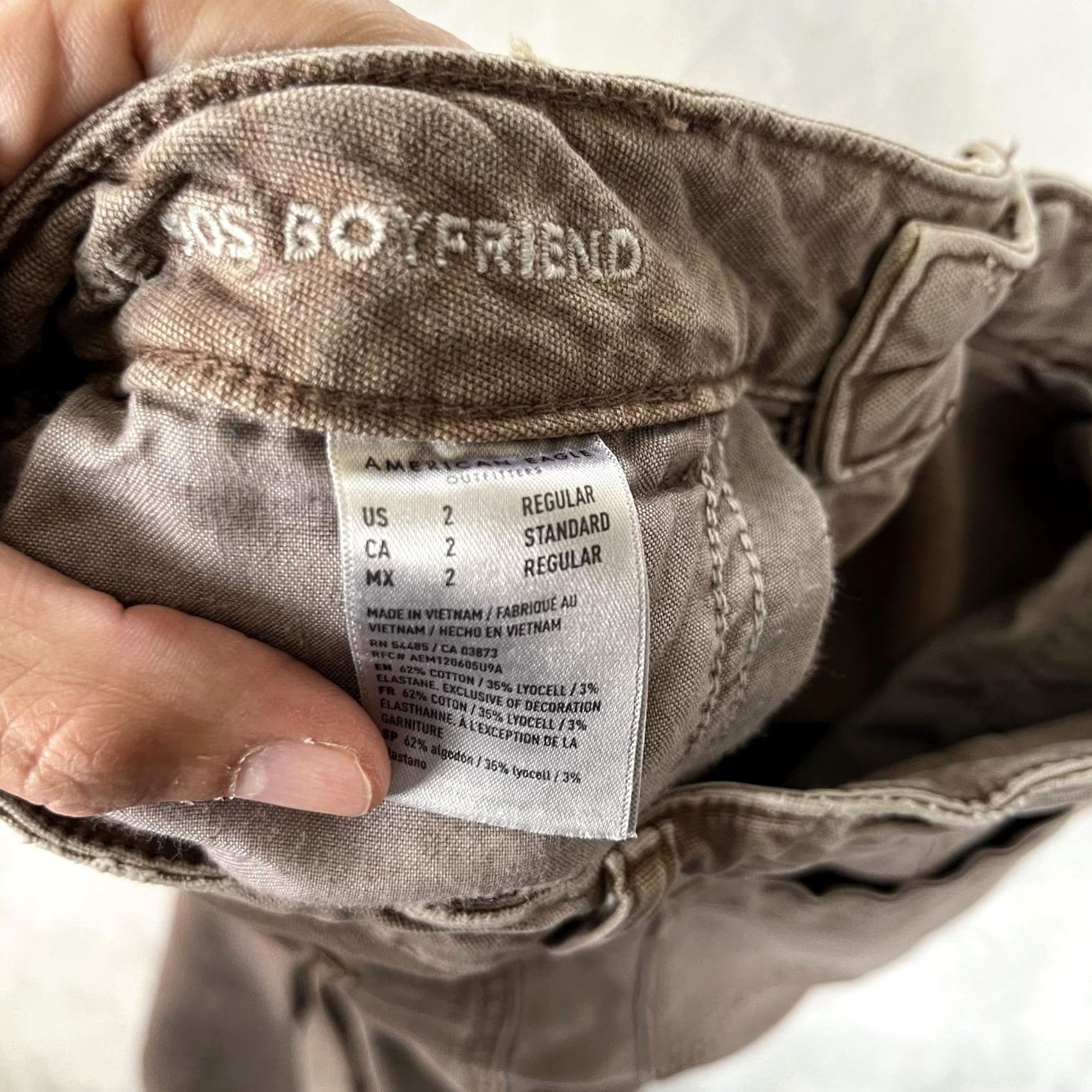American Eagle Outfitters VINTAGE American Eagle Carpenter Pants Womens 2 Brown 90s Boyfriend High Rise Stretch Size 26" / US 2 / IT 38 - 7 Thumbnail