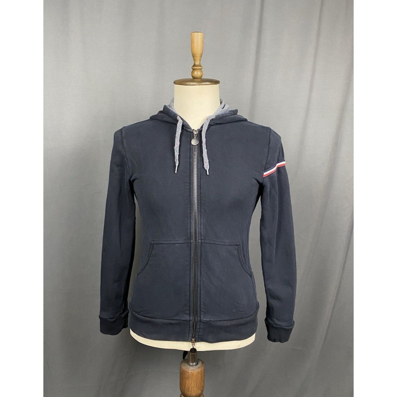 Moncler Maglia Cardigan Garment Dyed Men's Blue Full Zip Hoo
