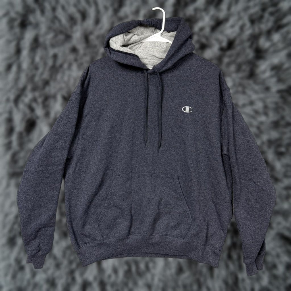 Champion Champion Hoodie Mens Large Blue Gray Fleece Pullover Kangaroo Pocket Size US L / EU 52-54 / 3 - 1 Thumbnail