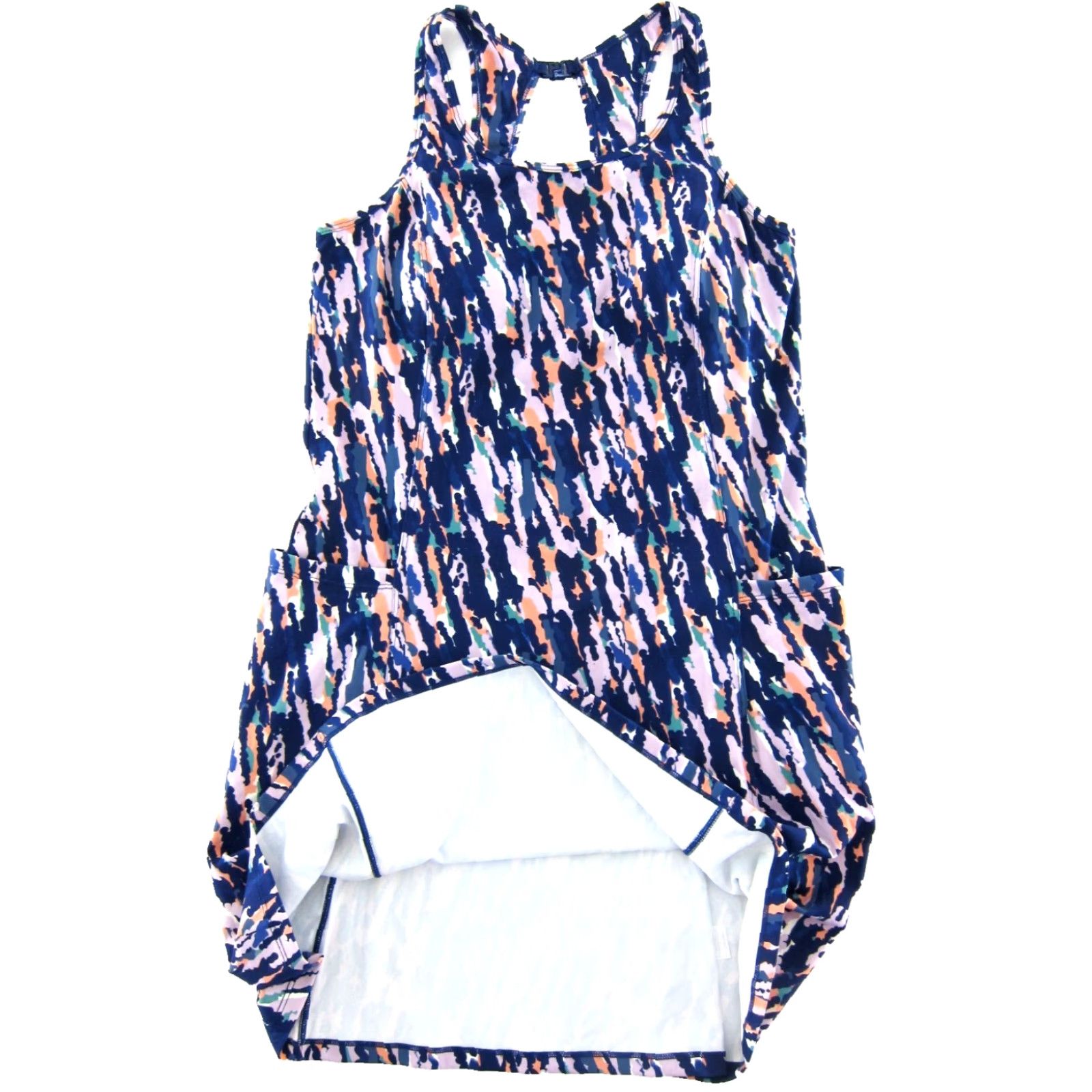 Pinko Dip Tank Dress NWT Camouflage Pockets Built In Bra Medium Blue Nylon Spandex Dress Women Pants? Size M / US 6-8 / IT 42-44 - 6 Thumbnail