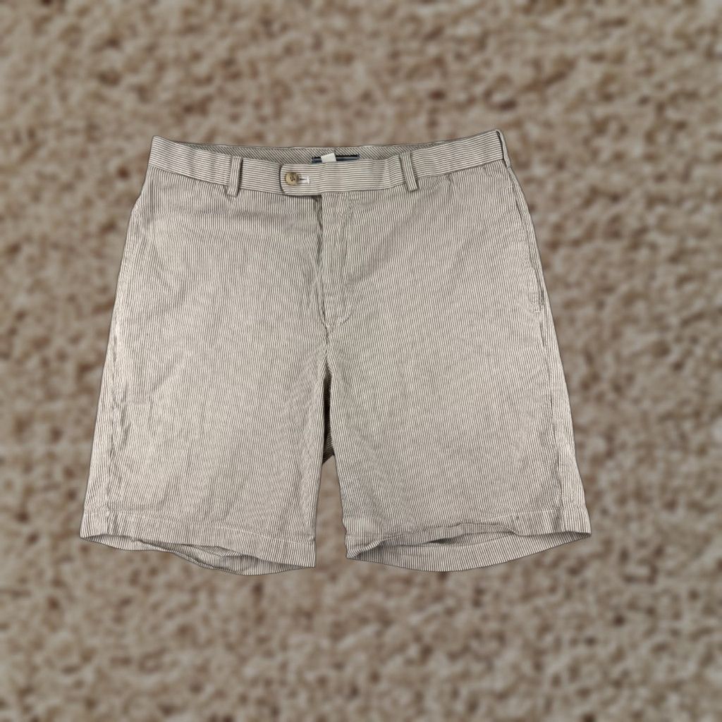 Peter Millar Peter Millar Shorts Mens Beige Striped Chino Golf Knit Stretch 34 Regular Beige Mens Golf Shorts 34 Peter Millar Size US 34 / EU 50 - 1 Thumbnail