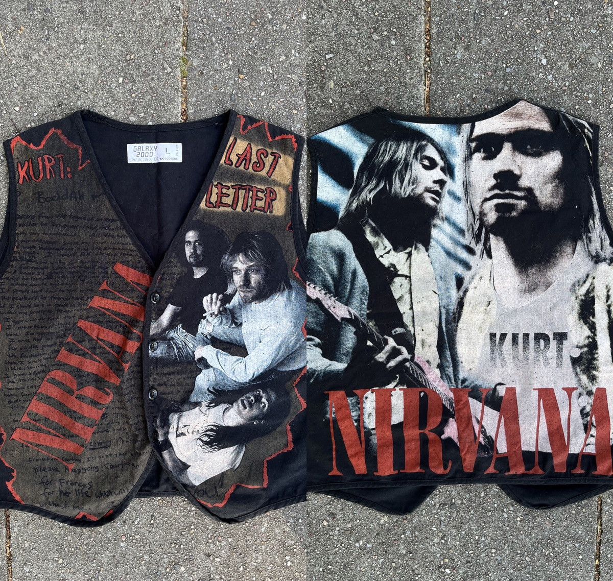 image of Band Tees x Nirvana Vintage Nirvana Aop European Bootleg Vest in Black, Men's (Size Large)