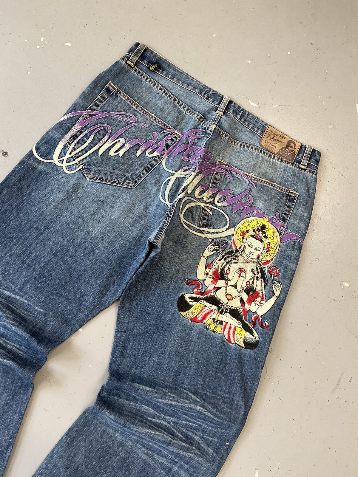 Christian Audigier × Ed Hardy × Vintage Vintage Christian Audigier goddess embroidered denim Size US 38 / EU 54 - 11 Thumbnail