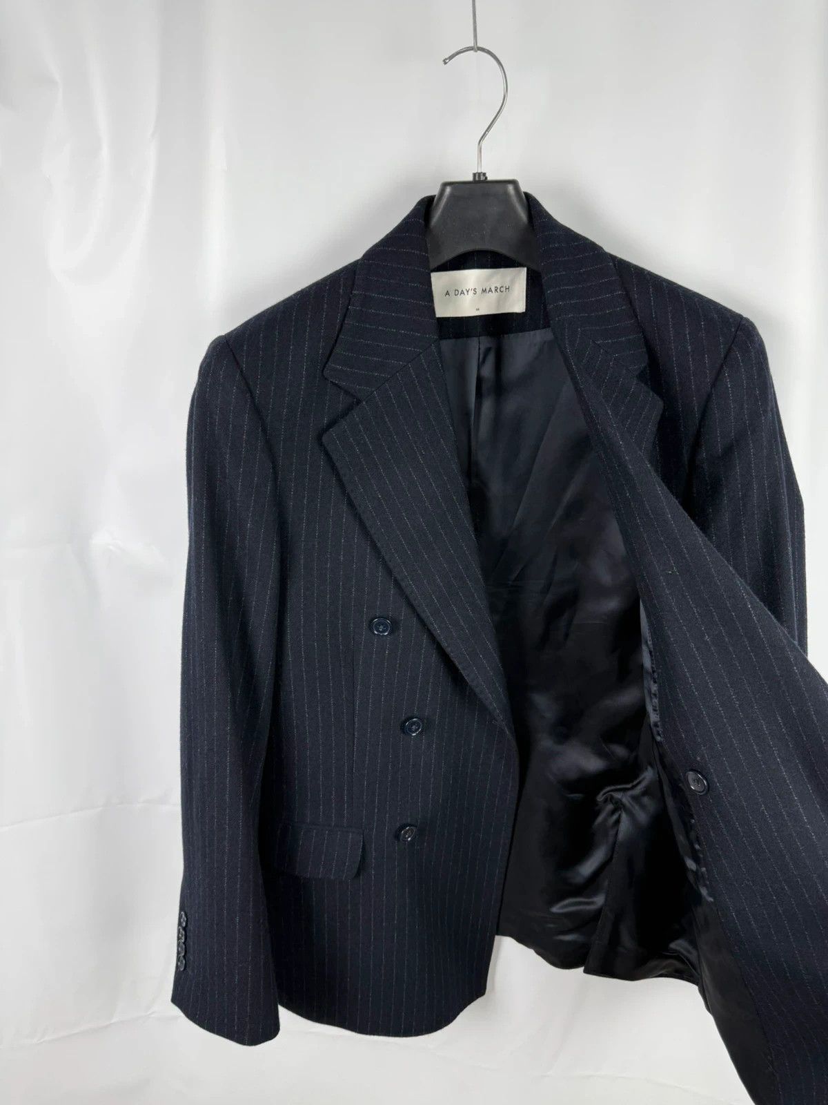 A Day's March A Day’s March Welland Double Breasted Blazer Wool Striped Size 36R - 7 Thumbnail