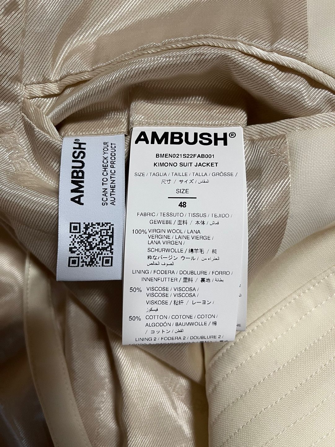 Ambush Design Kimono strap blazer jacket / ivory cream Size 48R - 5 Thumbnail