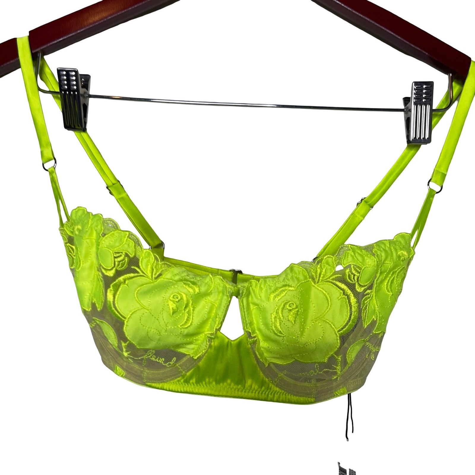 Fleur du Mal New Fleur du Mal Rose Logo Embroidery Balconette in neon 30G Size ONE SIZE - 3 Thumbnail