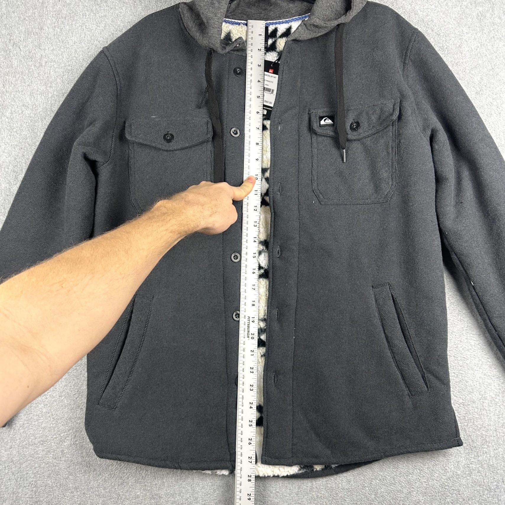 Quiksilver Quiksilver Jacket Mens Small Gray Hooded Sherpa Lined Snap Parka QSM35LW147 NWT Size US S / EU 44-46 / 1 - 4 Thumbnail